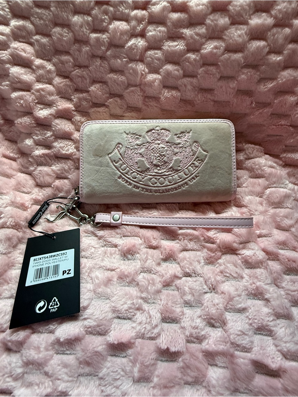 Juicy Couture UK Long Wallet Beige / Pink **Born In Glamorous USA** design! NWT!